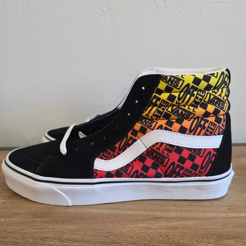 Vans Sk8 Hi Black Suede Graphic High Top Sneakers Mens 10.5 Womens 12 - Picture 8 of 10